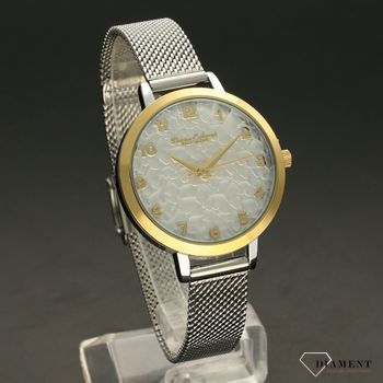Zegarek damski BRUNO CALVANI BC2532 ozdobna tarcza. Zegarek damski zachowany w klasycznej kolorystyce. Zegarek damski o ciekawej formie z wyraźnymi złotymi cyframi arabskimi (2).jpg